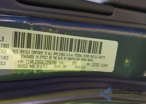 2020 Jeep Grand Cherokee Limited X 4X2 из США, поврежденный, VIN 1C4RJEBG6LC256786